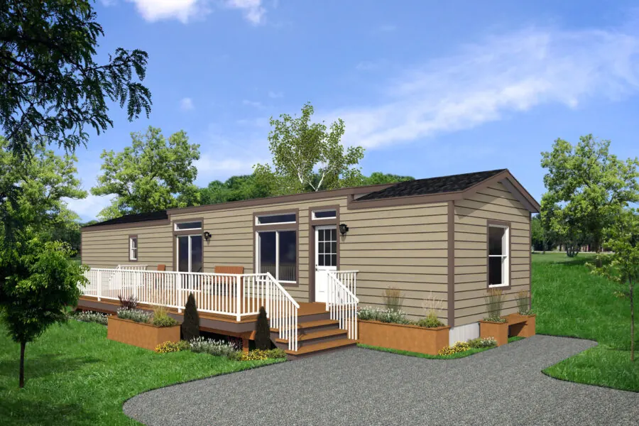 Colwood modular home exterior, model 14GL6601