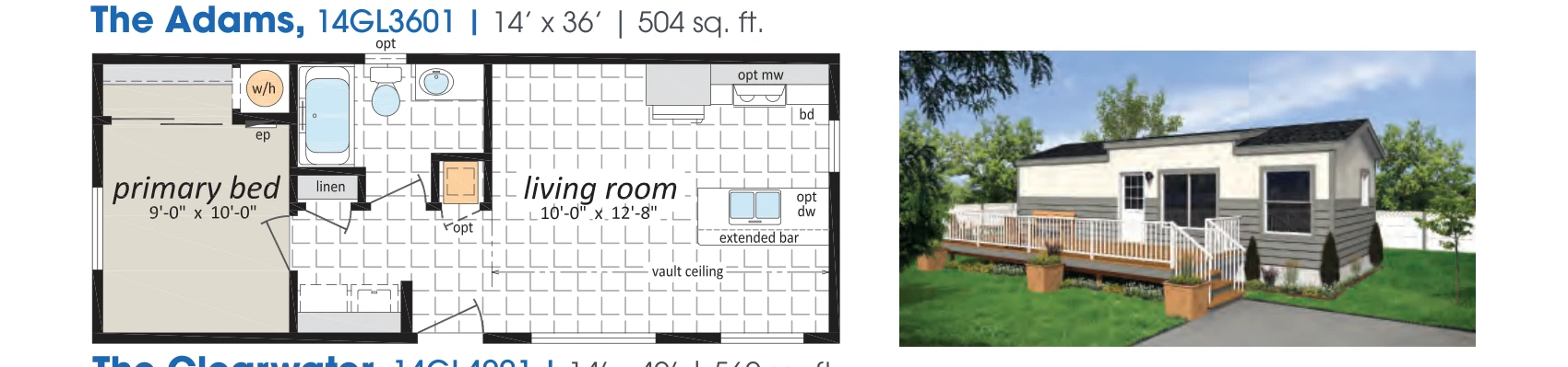 Adams floorplan diagram, model 14GL3601