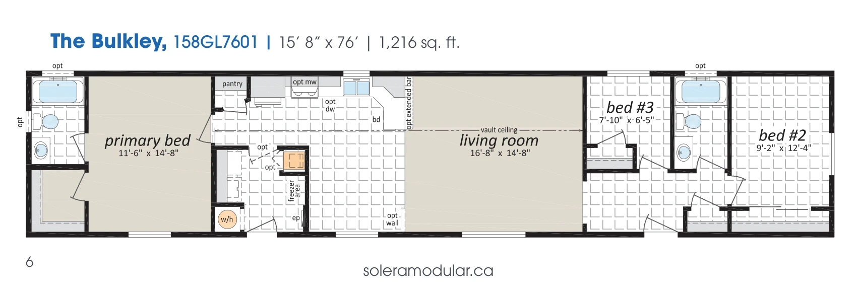 Bulkley floorplan diagram, model 158GL7601
