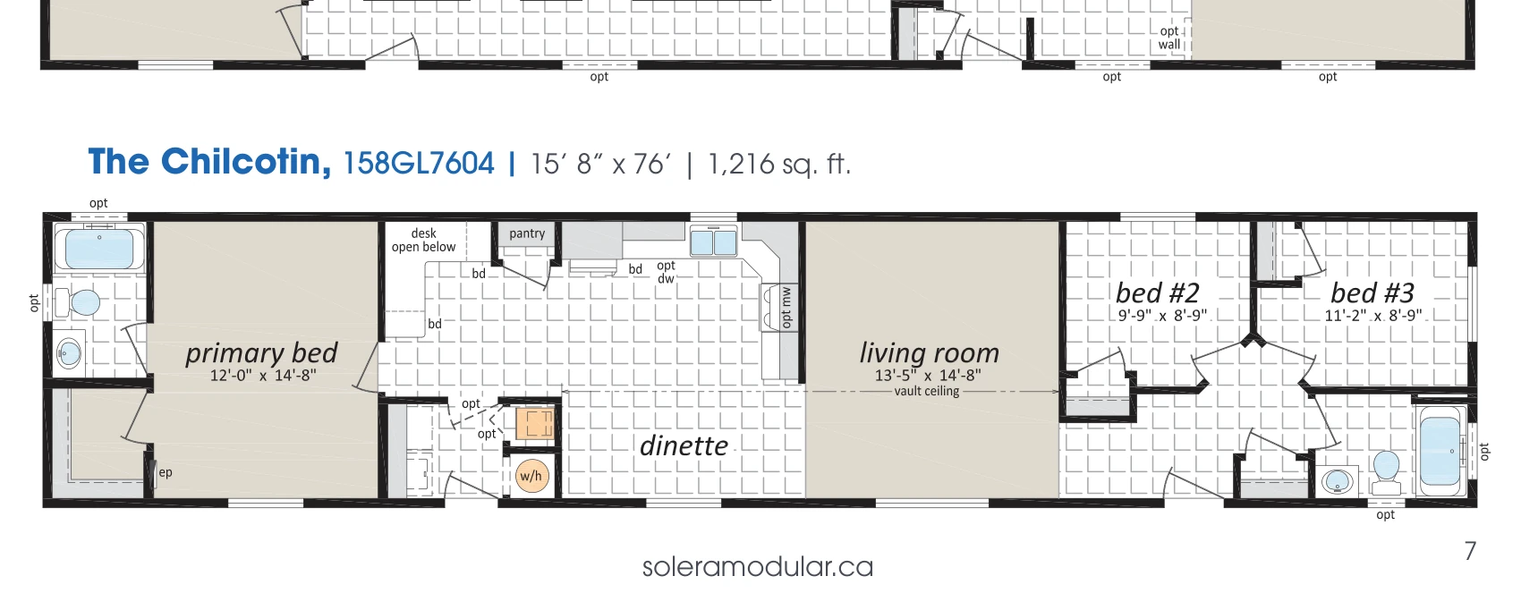 Chilcotin floorplan diagram, model 158GL7604
