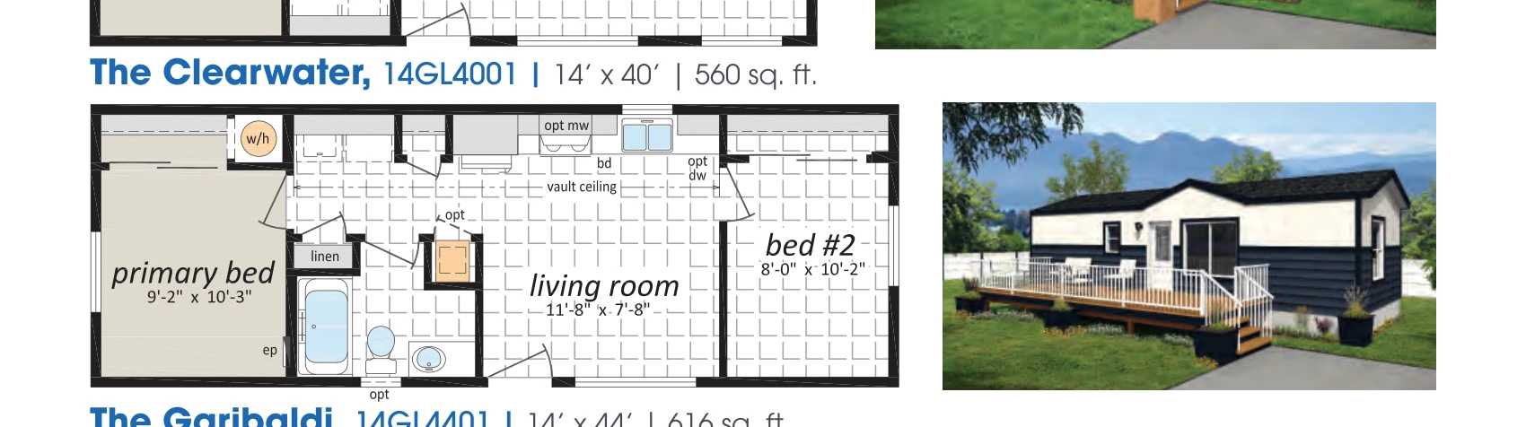 Clearwater floorplan diagram, model 14GL4001