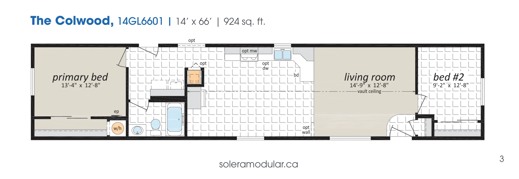 Colwood floorplan diagram, model 14GL6601
