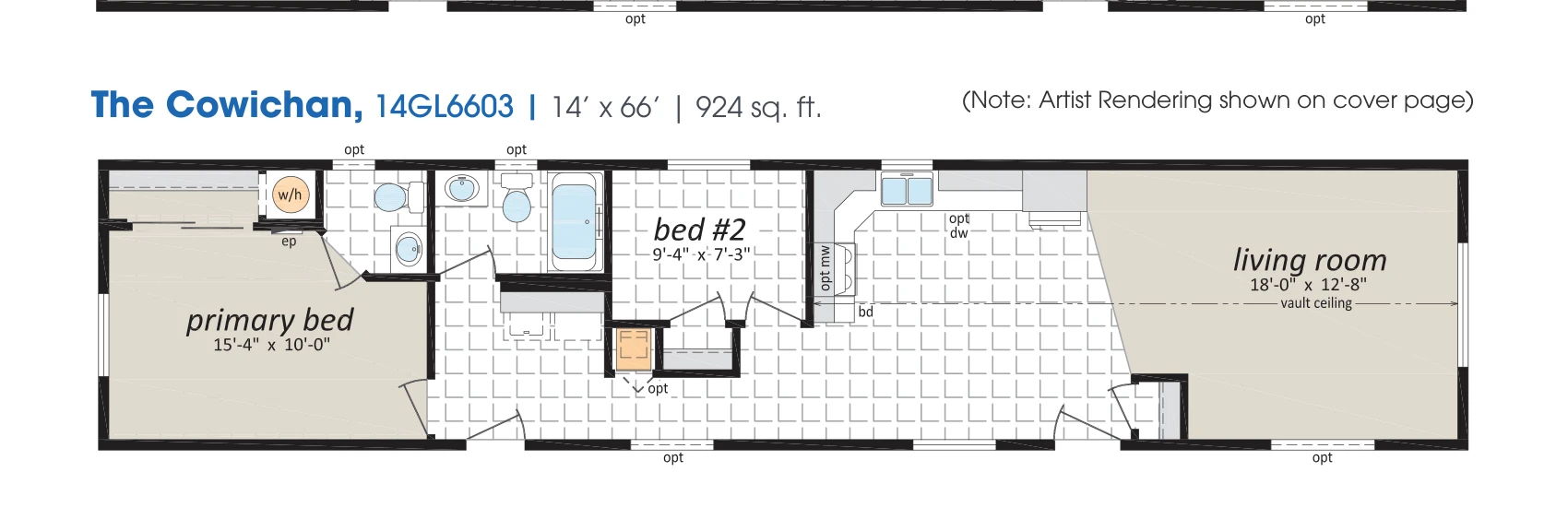 Cowichan floorplan diagram, model 14GL6603