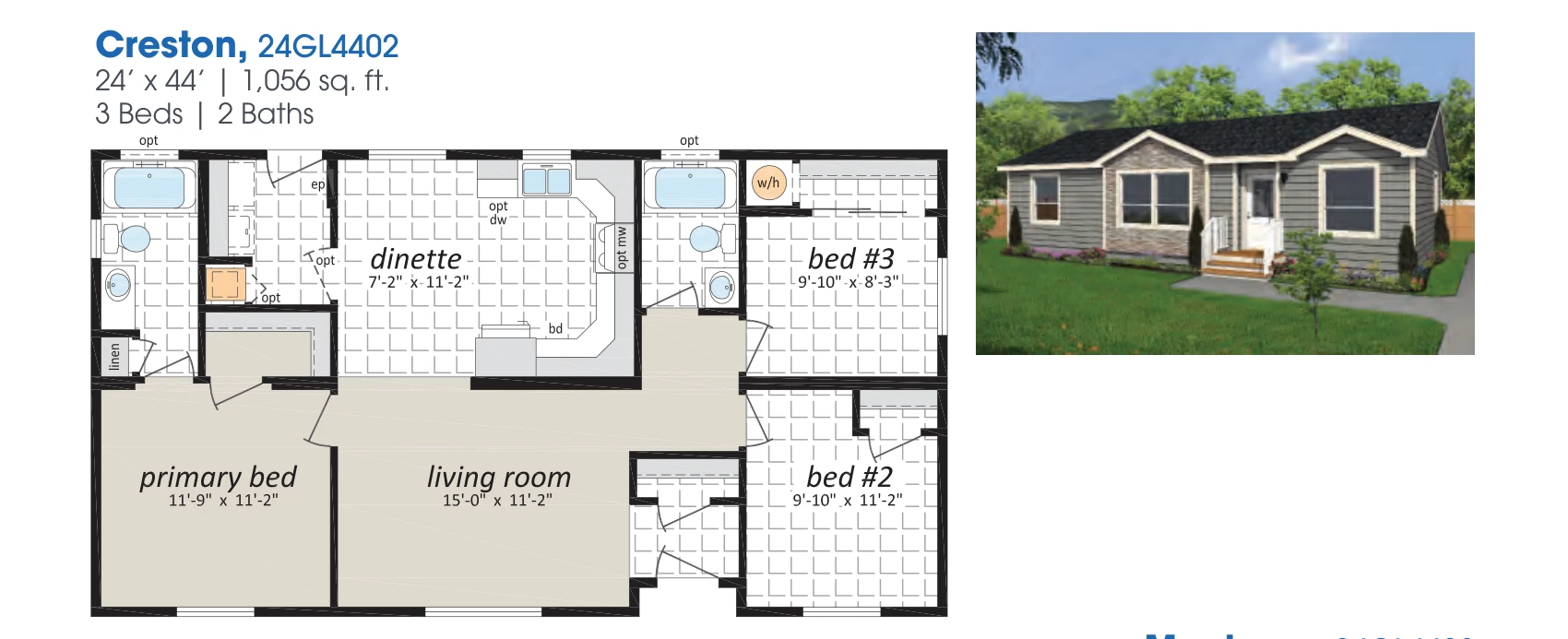 Creston floorplan diagram, model 24GL4402