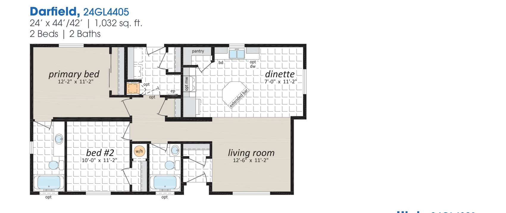 Darfield floorplan diagram, model 24GL4405