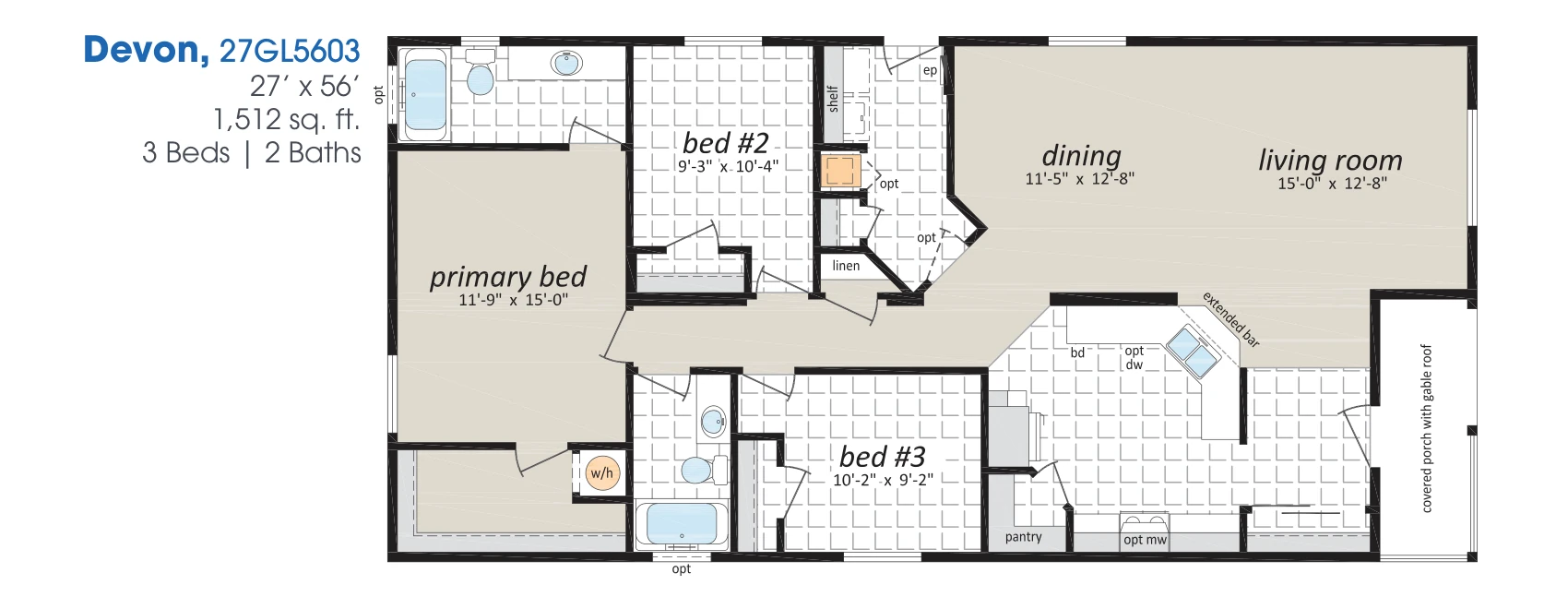 Devon floorplan diagram, model 27GL5603