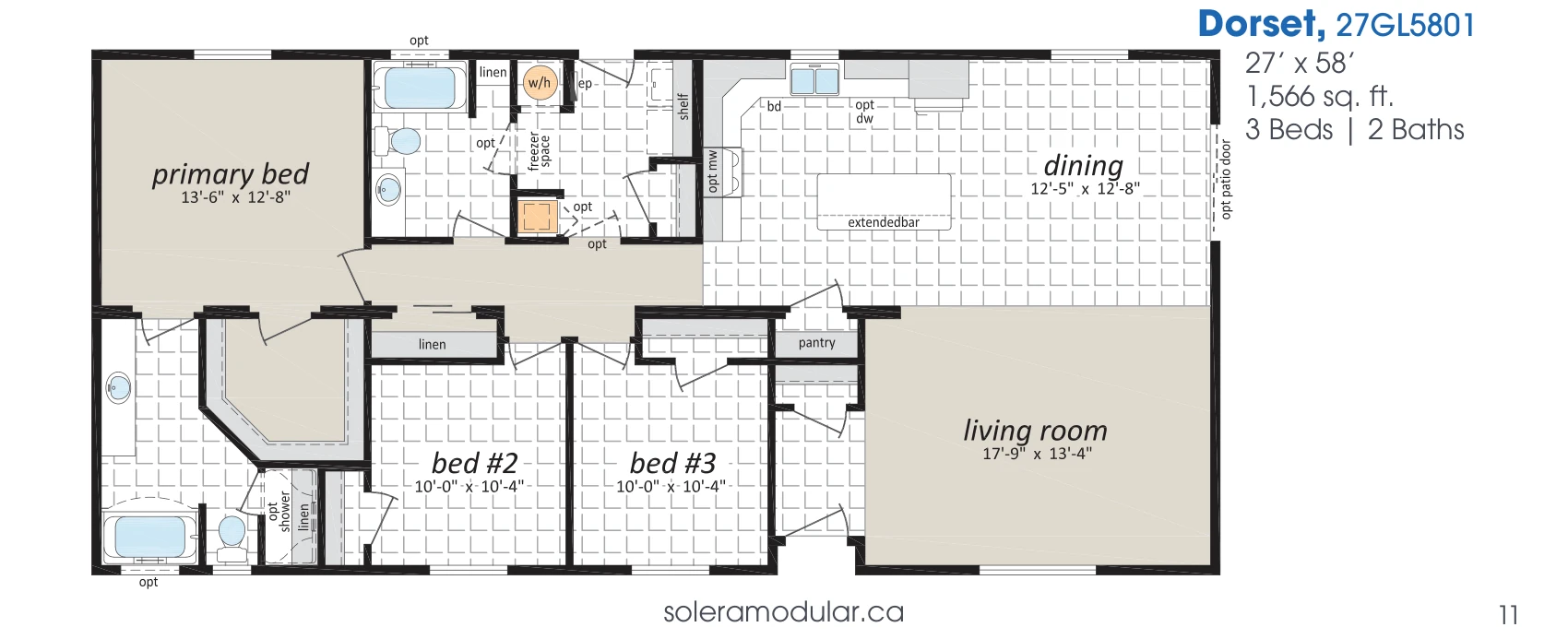 Dorset floorplan diagram, model 27GL5801