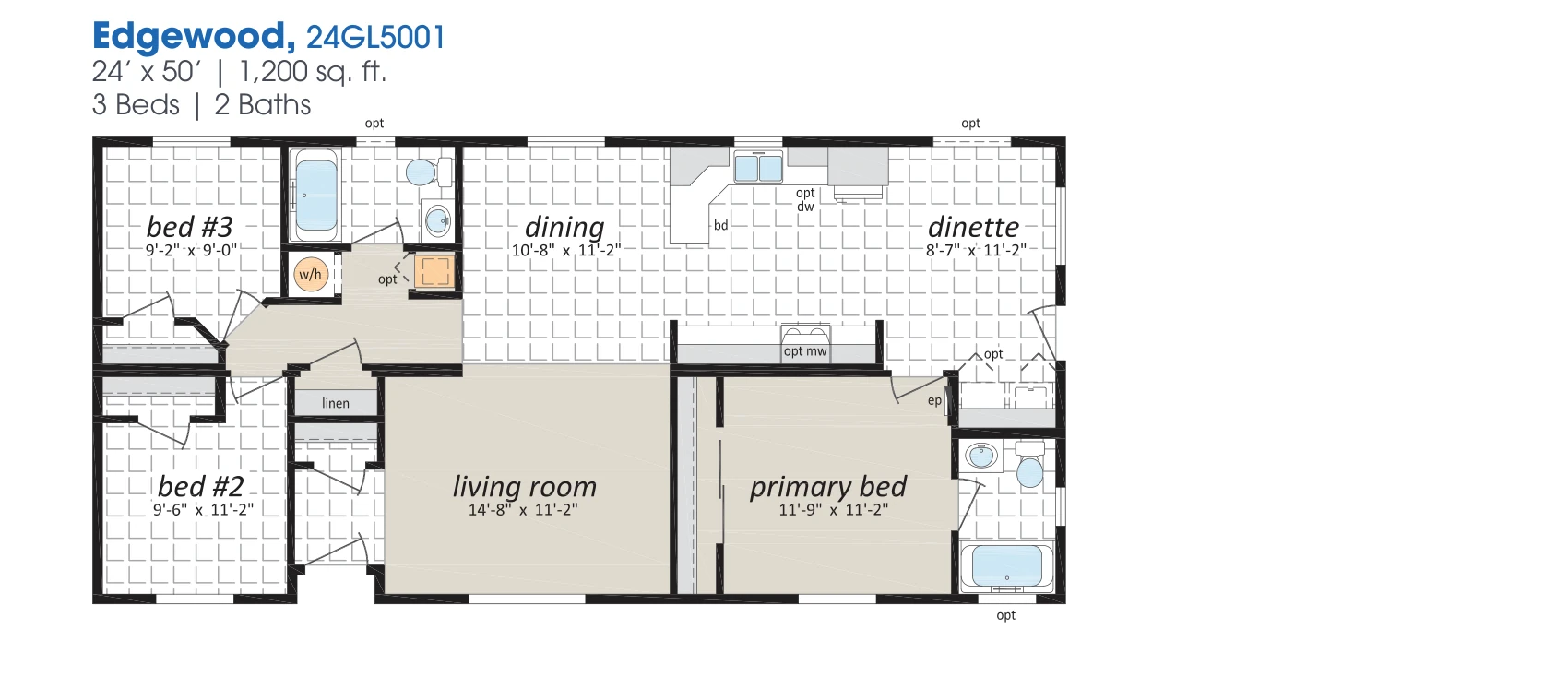 Edgewood floorplan diagram, model 24GL5001