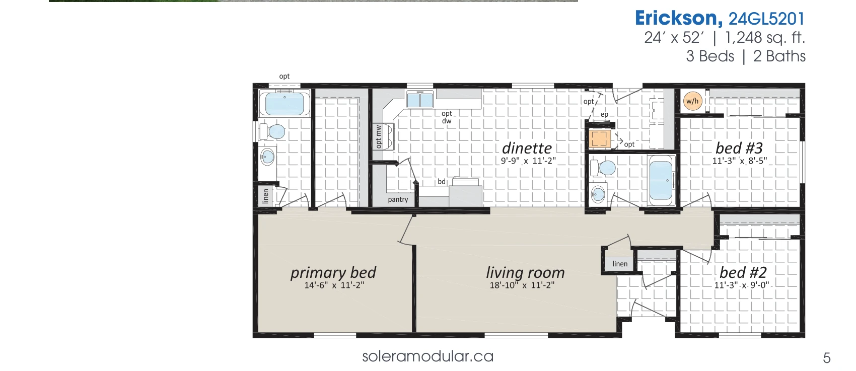 Erickson floorplan diagram, model 24GL5201