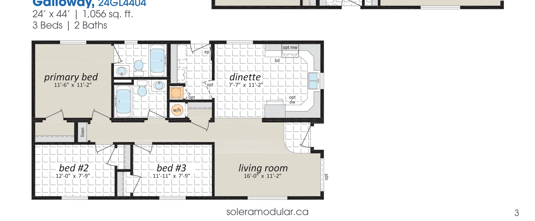 Galloway floorplan diagram, model 24GL4404