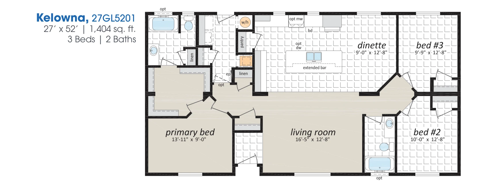 Kelowna floorplan diagram, model 27GL5201