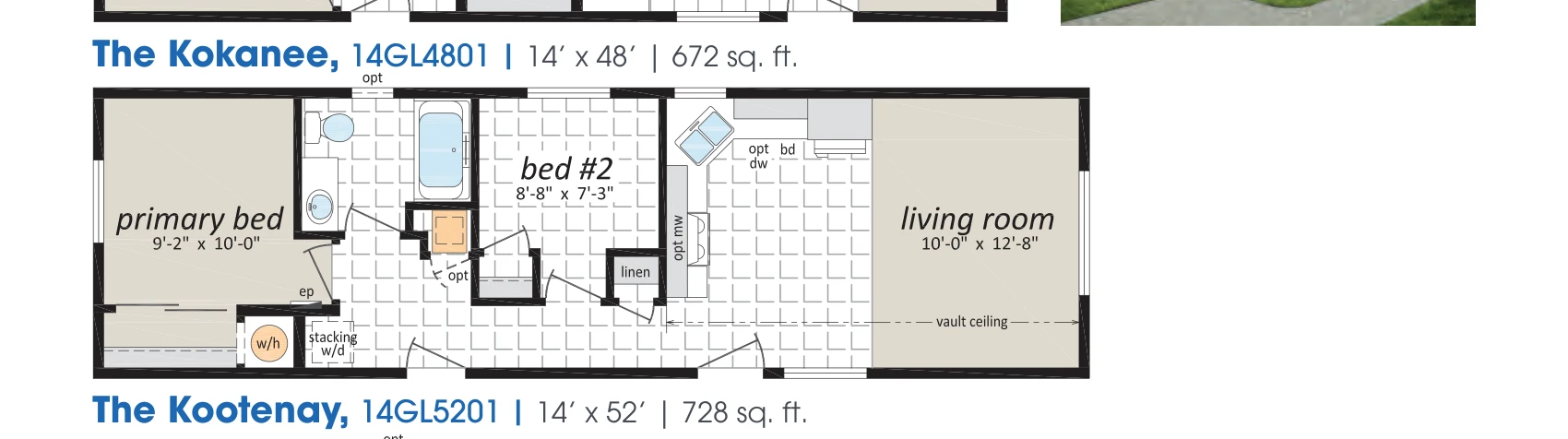 Kokanee floorplan diagram, model 14GL4801