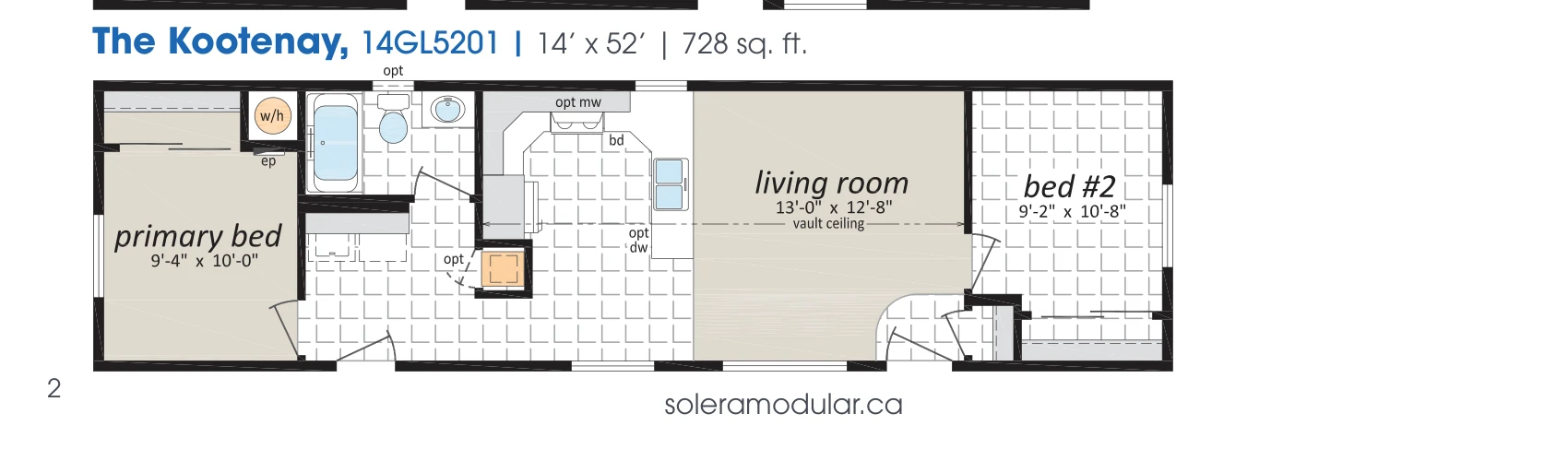 Kootenay floorplan diagram, model 14GL5201