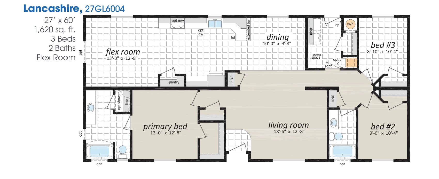 Lancashire floorplan diagram, model 27GL6004