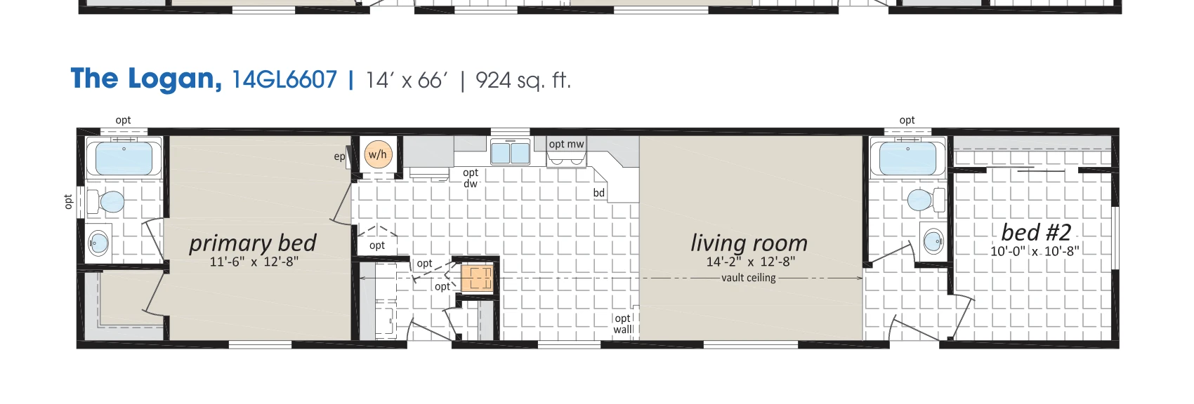 Logan floorplan diagram, model 14GL6607