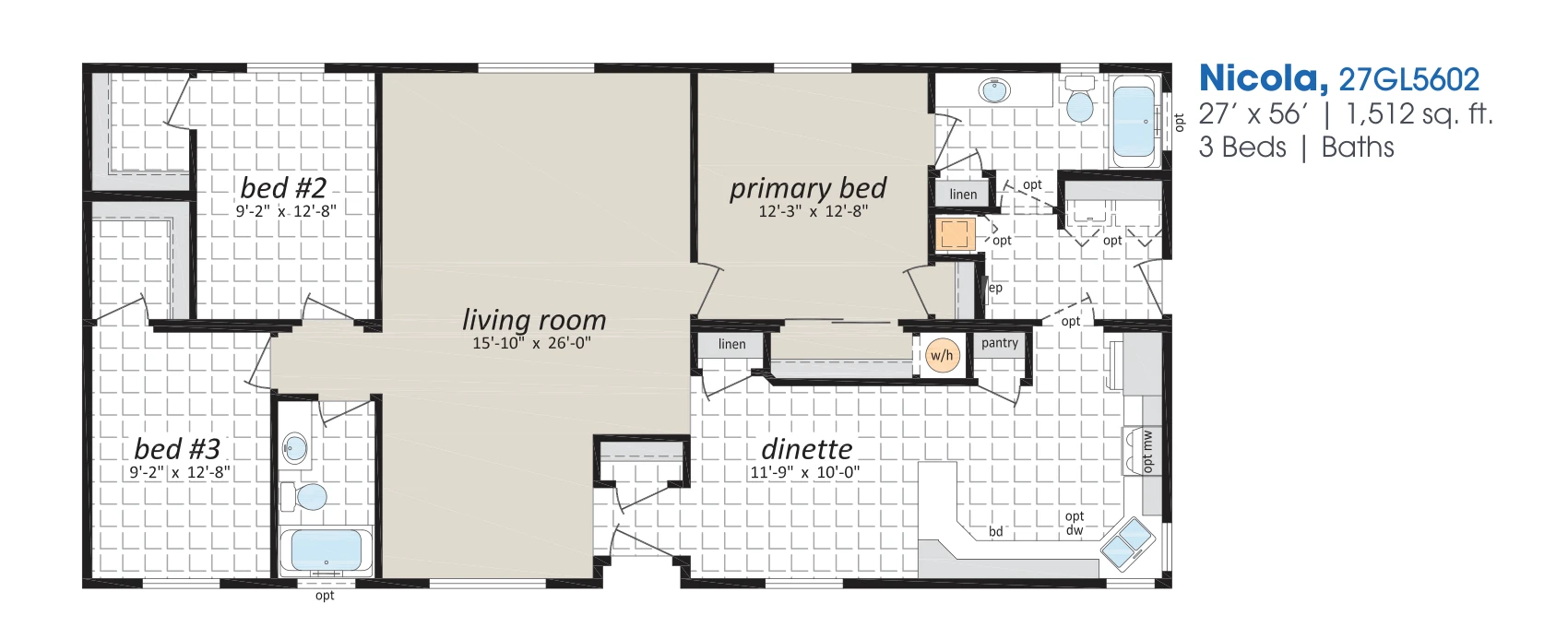 Nicola floorplan diagram, model 27GL5602