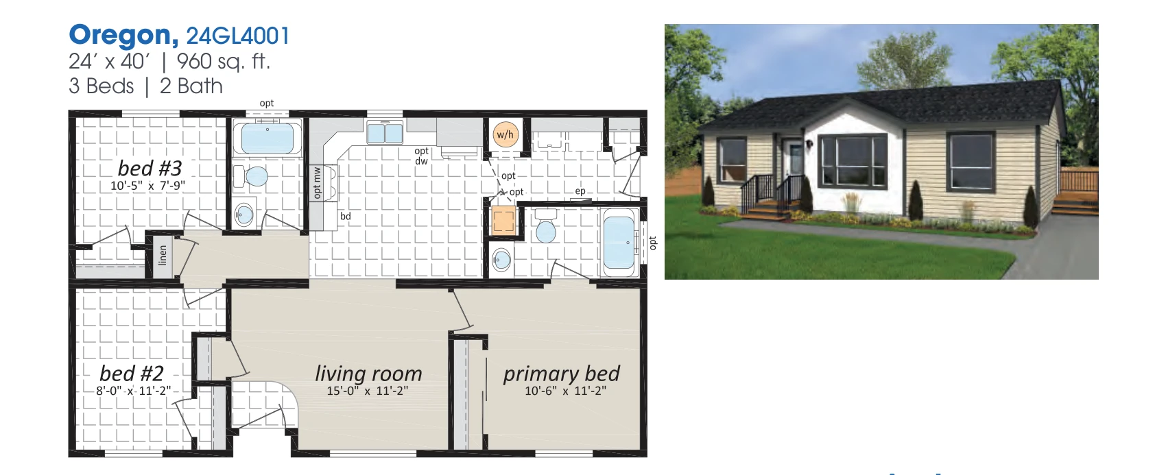 Oregon floorplan diagram, model 24GL4001