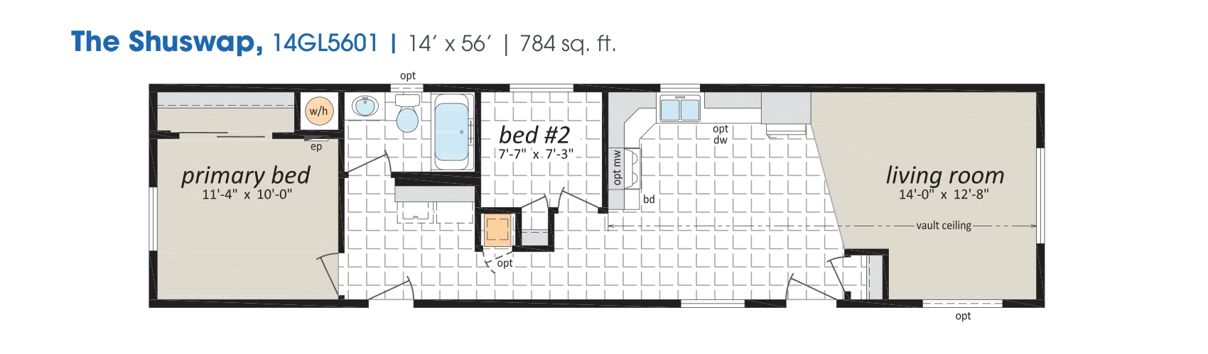Shuswap floorplan diagram, model 14GL5601