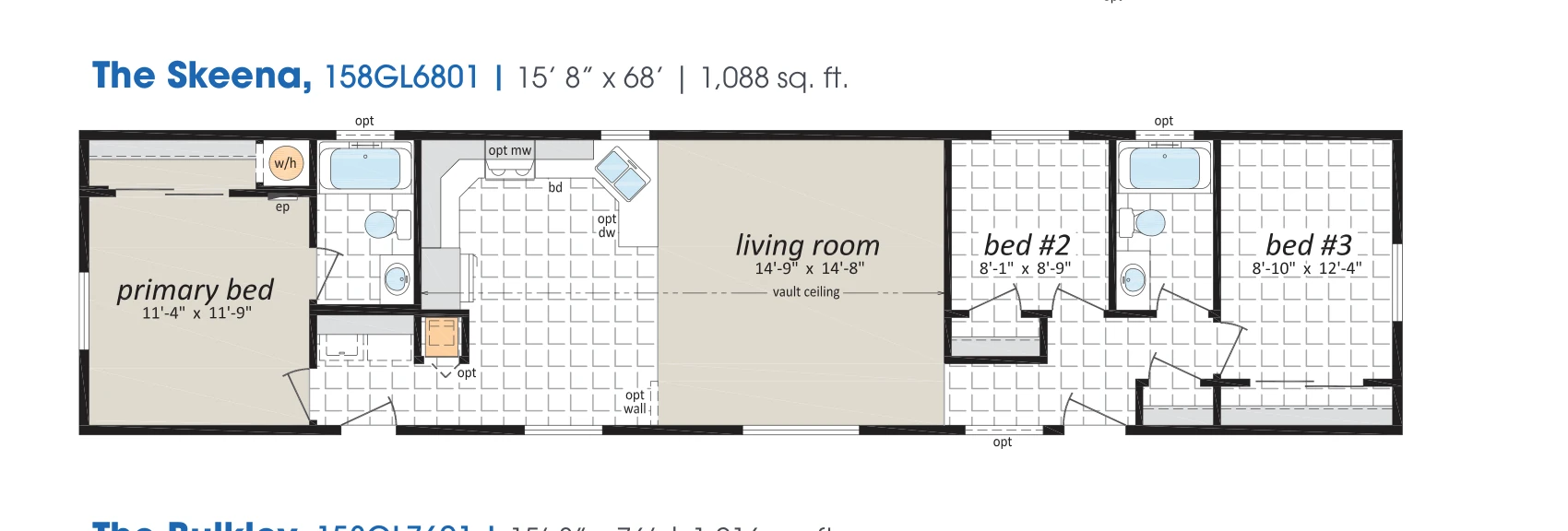 Skeena floorplan diagram, model 158GL6801