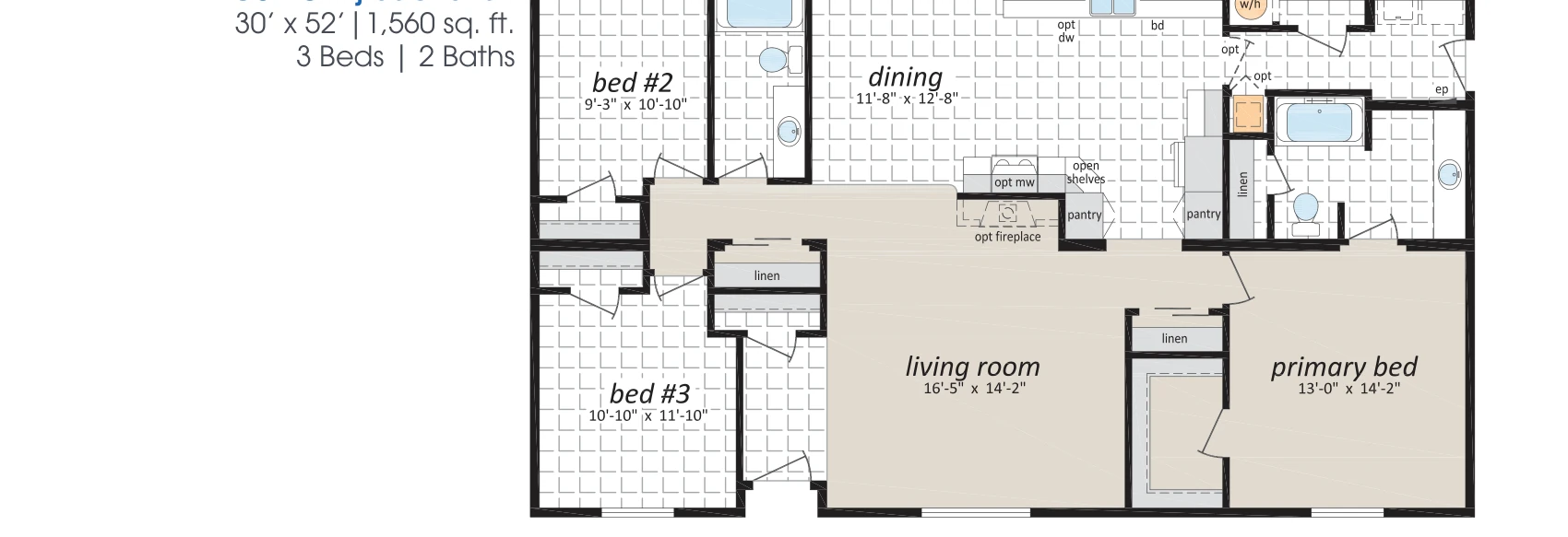 Suffolk floorplan diagram, model 30GL5201