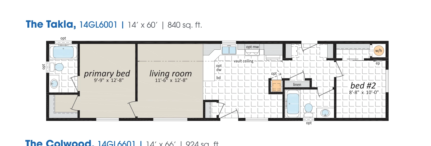 Takla floorplan diagram, model 14GL6001
