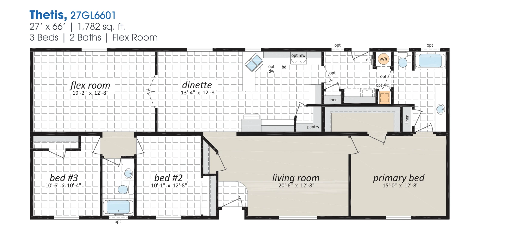 Thetis floorplan diagram, model 27GL6601