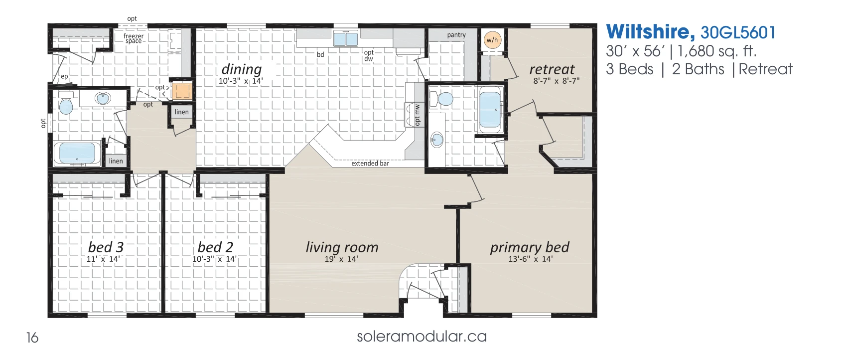 Wiltshire floorplan diagram, model 30GL5601