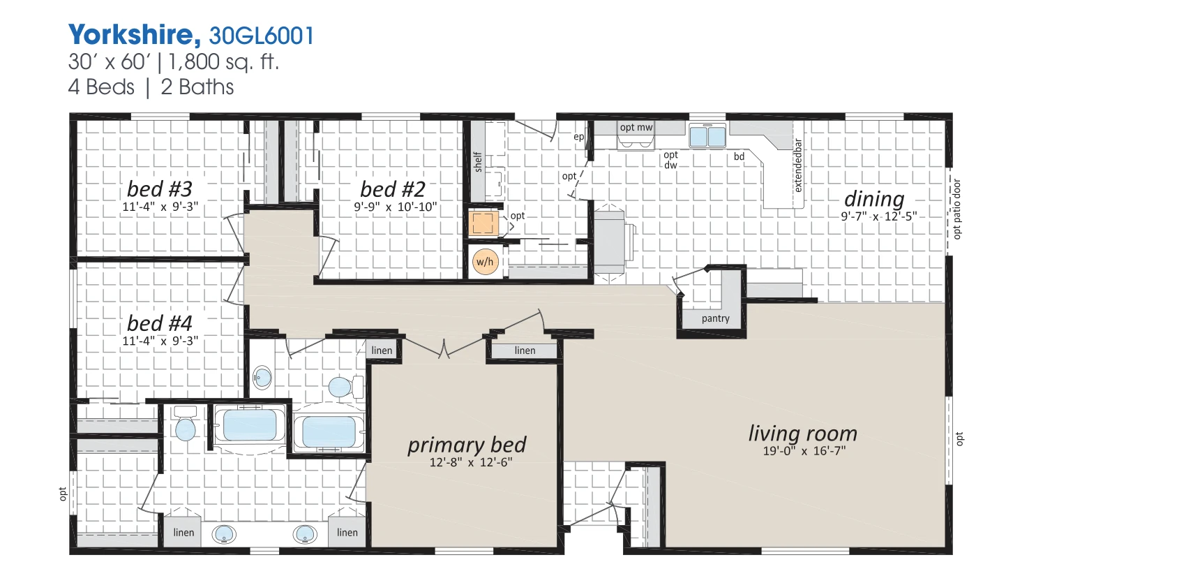 Yorkshire floorplan diagram, model 30GL6001