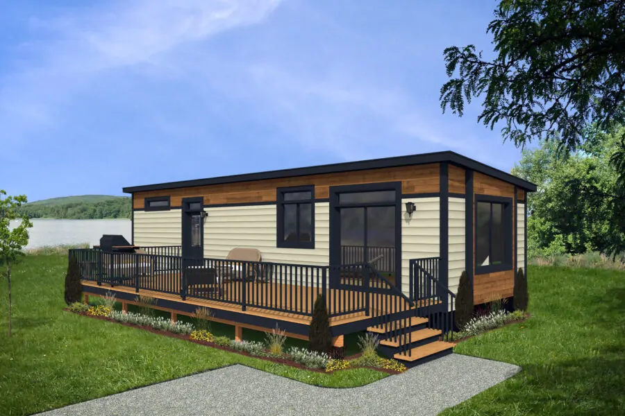Garibaldi modular home exterior, model 14GL4401