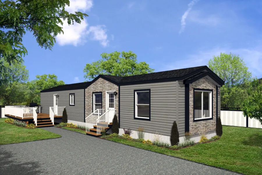 Kelsey modular home exterior, model 14GL6602